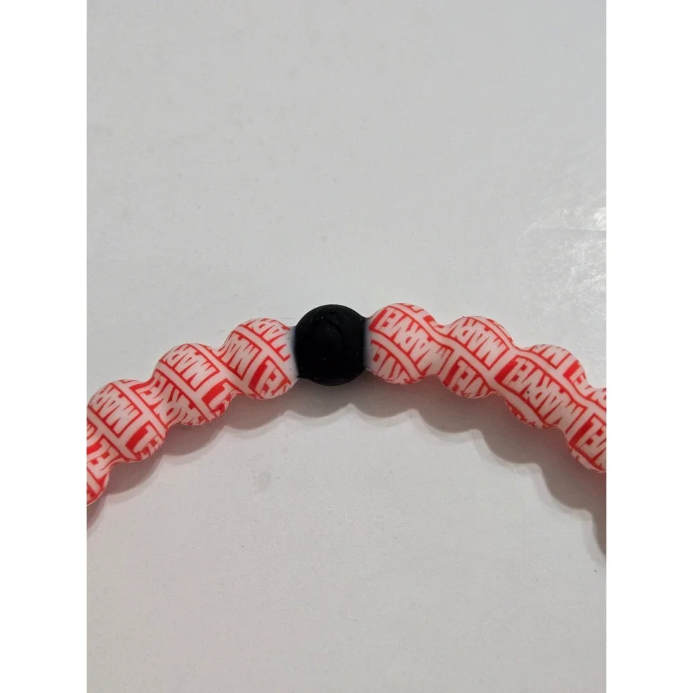 Lokai Unisex Marvel Logo Silicone Bead Bracelet Red‎ White XL